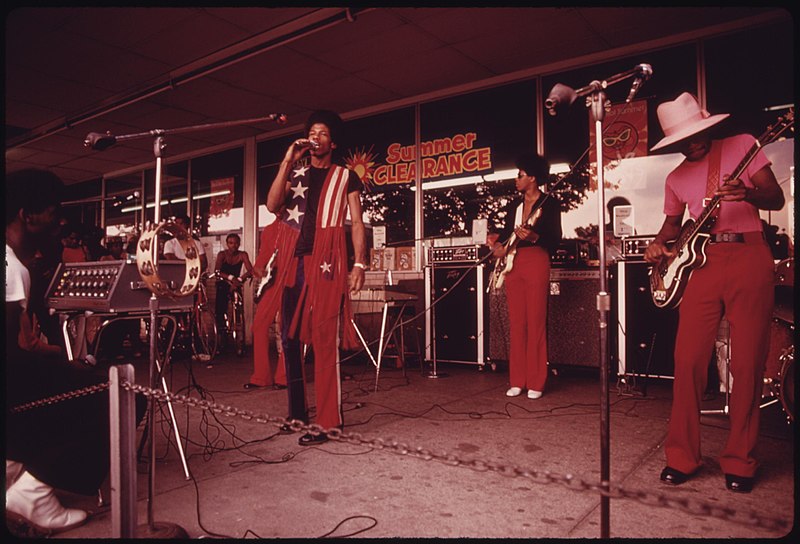 A Band Performs at the Lake Meadows Shopping Center in Chicago, August, 1973